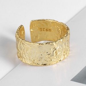 925 Sterling Silver Adjustable Cuff Ring- Gold
